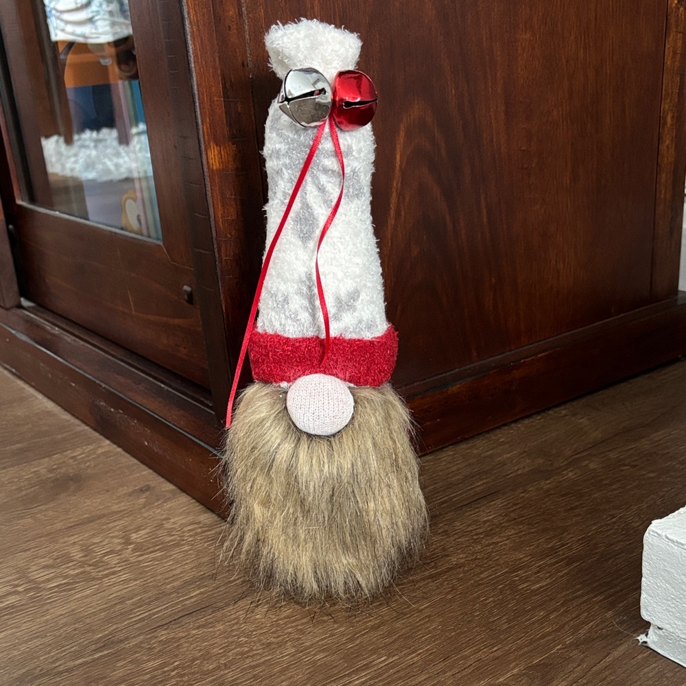 Charming Holiday Gnome Hat with Bells - White, Red, and Brown